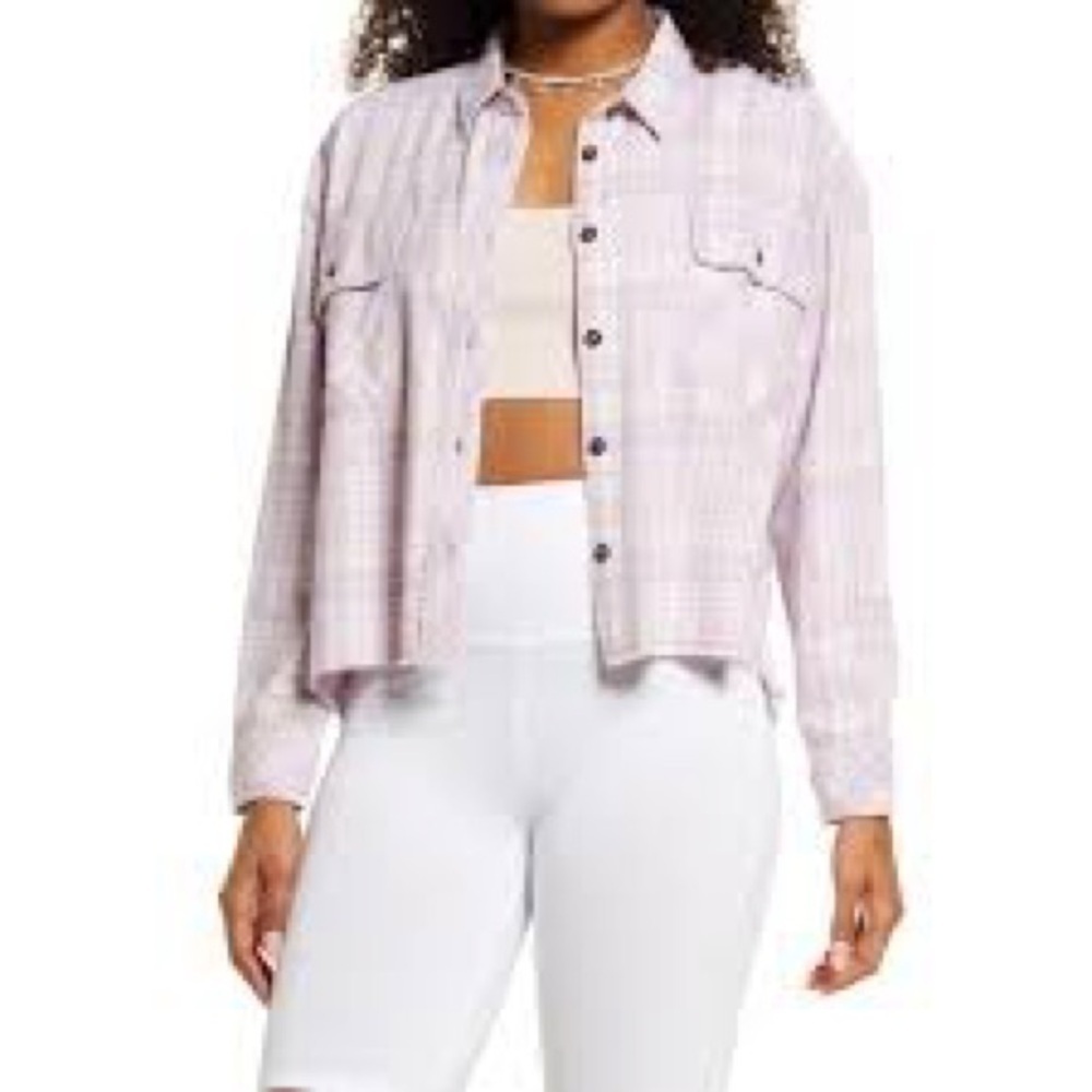 BP Plaid Button-Up Shirt in Light Purple